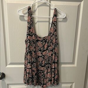 Floral Sleeveless Top - Black and Pink
